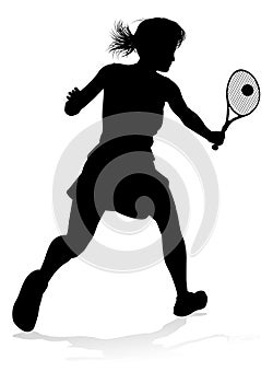 Tennis Player Woman Sports Person Silhouette photo