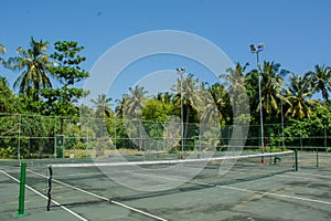 Tennis playing field at the tropical resort