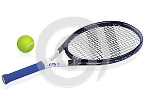 Tennis racket and ball