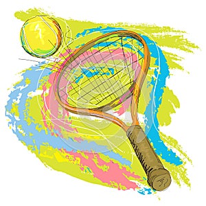 Tennis racket and ball