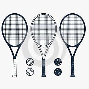 Tennis racket and ball, vector photo