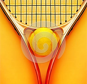 Tennis racket and ball photo