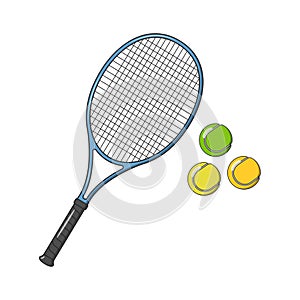 tennis racket and ball sports icon isolated and flat design vector illustration