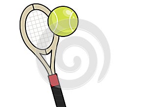 Tennis racket and ball of tennis green color on a white background