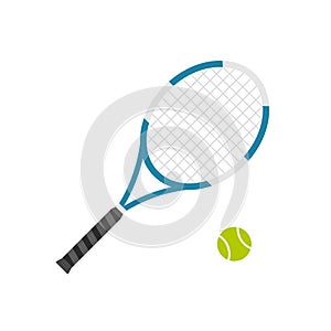 Tennis racket with ball vector illustration flat cartoon design isolated image