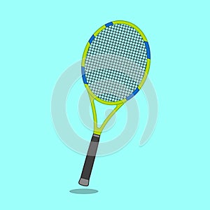 Tennis racket flat design with shadow