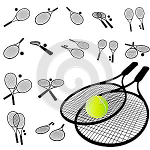 Tennis Racket silhouette set