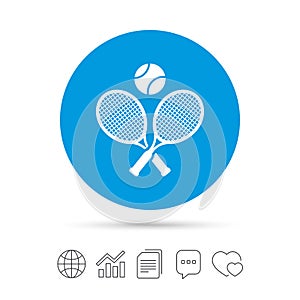 Tennis rackets with ball sign icon. Sport symbol.