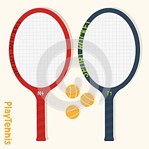 tennis rackets and balls.
