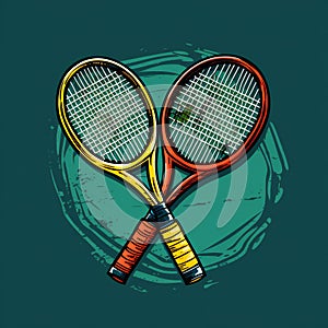 Tennis rackets crossed design colorful