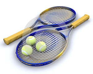 Tennis raquet and balls photo
