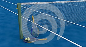 Tennis raquet and balls photo