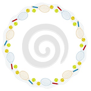 tennis raquet and web art drawn frame photo