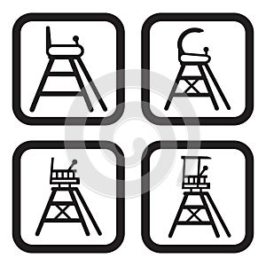 Tennis referee chair icon in four variations