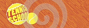 Tennis shcool. Horisontal banner .Abstract background