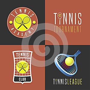 Tennis, sport set of vector logo, icon, symbol, emblem, badge