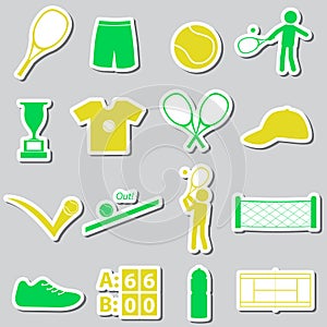 Tennis sport theme color stickers set eps10