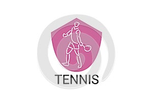 Tennis sport vector line icon. sportman, equipment sign.