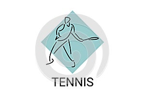 Tennis sport vector line icon. sportman, equipment sign.