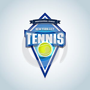 Tennis sports logo, label, emblem. Tennis isolated badge logo template,sport t-shirt graphics. Club emblem, college league logo.