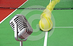 Tennis sports sporting sport commentary old vintage mics microphones sound