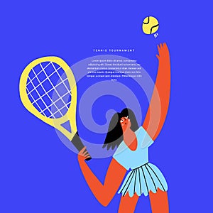 Tennis sports tourney flat vector banner template.