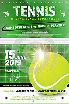 Tennis tournament poster template with sample text in separate l