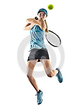 Tennis woman isolated silhouette