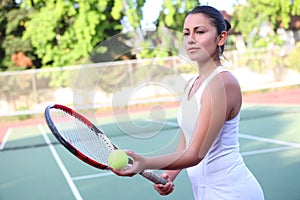 Tennis Woman Ready to Serve