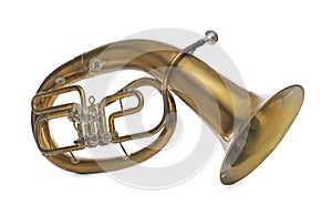 Tenor horn isolated on white. Wind musical instrument