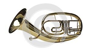 Tenor horn isolated on white. Wind musical instrument