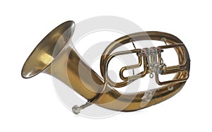Tenor horn isolated on white. Wind musical instrument