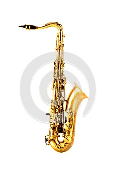 Tenor sax golden saxophone isolated on white