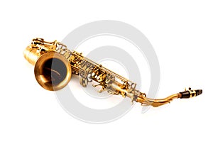 Tenor sax golden saxophone isolated on white photo