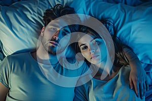 Tense Couple, Emotional Strain, And Sleepless Nights In Relationship Crisis Standard