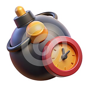 Time Bomb with Dynamite and Timer on White Background