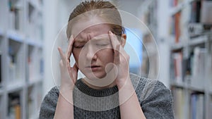 Tense Young Woman with Headache, Frustrated Life