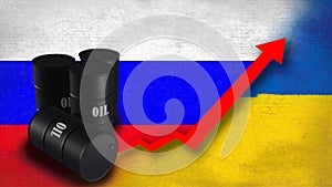 Tensions between Russia and Ukraine have led to a continued spike in global oil prices, Oil storage barrel 3D, Russian oil