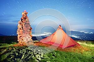 Tent alpine starry night