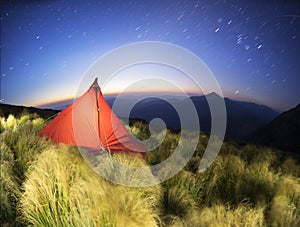 Tent alpine starry night