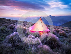 Tent alpine starry night