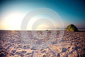 Tent on the beach.