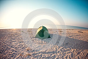 Tent on the beach.