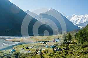 Tent camp near the lake Akkem, Mount Belukha