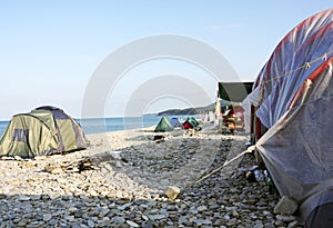 Tent camping on the beach