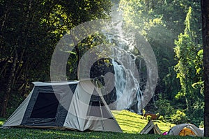 Tent and camping with Mae Tia waterfall