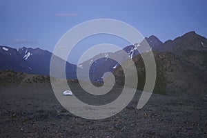 Tent Camping in Mountains.