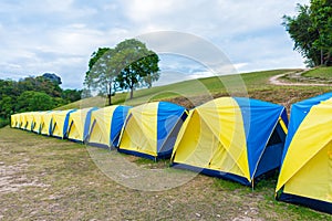Tent camping place at Doi Samer Dao. Sri Nan national park, Nan Province, Thailand