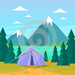 Tent Camping Tourist Forest Mountain Expedition