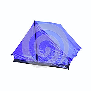 Tent canvas blue accommodation camping relax on white background